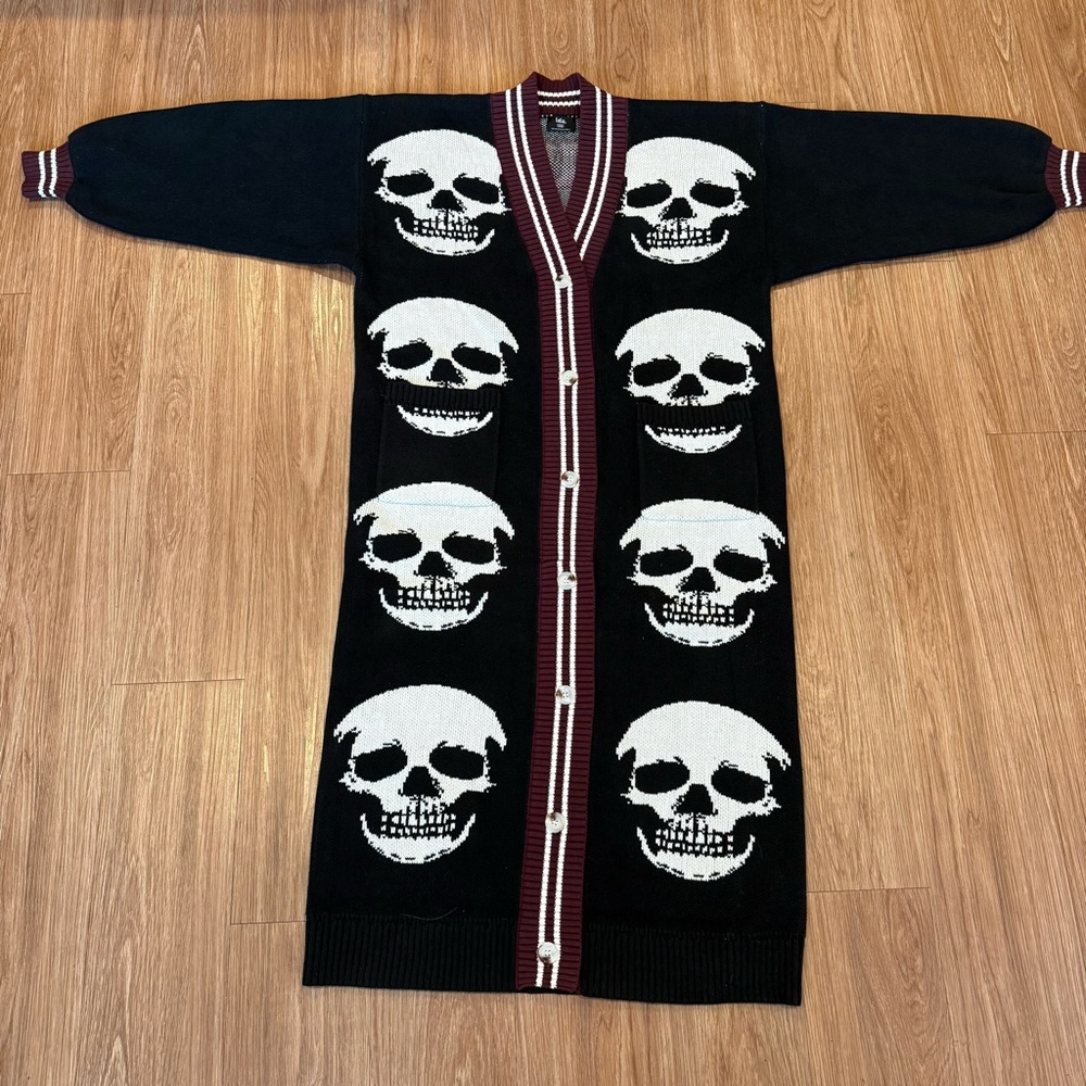 Dressed in LALA Longline Skull Cardigan